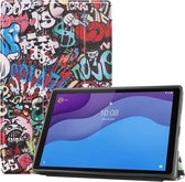 Voor Lenovo Tab M10 HD 2e generatie TB-X306 Geschilderd patroon Horizontale flip tablet-pc Leren tas met in drieën gevouwen beugel en slaap- / wekfunctie (graffiti)
