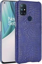 Voor OnePlus Nord N10 schokbestendige krokodiltextuur pc + PU-hoes (blauw)