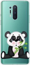 Voor OnePlus 8 Pro schokbestendig geverfd transparant TPU beschermhoes (bamboe panda)