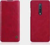 Voor OnePlus 8 NILLKIN QIN Series Crazy Horse Texture Horizontale Flip lederen hoes met kaartsleuf (rood)