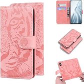 Voor Xiaomi Mi 11 Tiger Embossing Pattern Horizontale flip lederen tas met houder & kaartsleuven & portemonnee (roze)