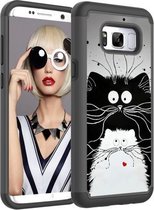 Gekleurd tekenpatroon PC + TPU beschermhoes voor Galaxy S8 + (zwart-witte katten)