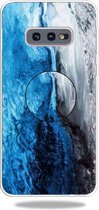 3D Marble Soft Silicone TPU Case Cover Bracket voor Galaxy S10e (donkerblauw)