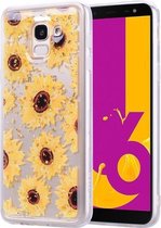 Cartoon patroon goudfolie stijl Dropping Glue TPU zachte beschermhoes voor Galaxy J6 (2018) (zonnebloem)