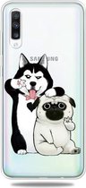 Voor Galaxy A70 3D-patroon afdrukken Extreem transparante TPU-telefoonhoes (zelfportret hond)