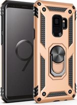 Armor schokbestendige TPU + pc-beschermhoes voor Galaxy S9, met 360 graden rotatiehouder (goud)