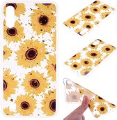 Cartoon patroon goudfolie stijl Dropping Glue TPU zachte beschermhoes voor Galaxy A10 (zonnebloem)