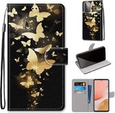 Voor Samsung Galaxy A72 5G Gekleurde Tekening Cross Textuur Horizontale Flip PU Lederen Case met Houder & Kaartsleuven & Portemonnee & Lanyard (Golden Butterfly Group)