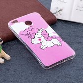Voor Xiaomi Redmi 4X Noctilucent Pink Horse Pattern TPU Soft Back Case Beschermhoes