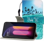 Voor LG V60 Gekleurde Tekening Horizontale Flip Leren Case met Houder & Kaartsleuf & Portemonnee (Kokospalm)