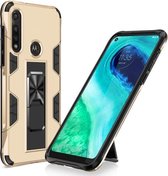 Voor Motorola Moto G Fast Soldier Armor Shockproof TPU + PC Magnetische beschermhoes met houder (goud)