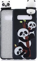 Voor Galaxy S10 schokbestendige Cartoon TPU beschermhoes (drie panda's)