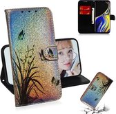 Gekleurde tekening patroon Kleurrijke magnetische gesp Horizontale flip PU lederen tas met houder & kaartsleuven & portemonnee & lanyard voor Galaxy Note 9 (Butterfly Orchid)