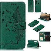 Voor Motorola Moto G Power Feather Pattern Litchi Texture Horizontale Flip Leren Case met Portemonnee & Houder & Kaartsleuven (Groen)