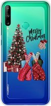 Voor Huawei P40 Lite E Christmas Series Transparante TPU beschermhoes (kerstpyjama)
