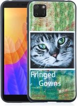 Voor Huawei Y5p Geschilderd patroon Zacht TPU-hoesje (kat)