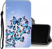 Voor Vivo Y50 / Y30 3D gekleurde tekening horizontale flip PU lederen tas met houder & kaartsleuven & portemonnee (meerdere vlinders)