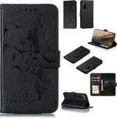 Voor Huawei Honor Play 4 Veerpatroon Litchi Textuur Horizontale Flip Leren Case met Portemonnee & Houder & Kaartsleuven (Zwart)