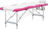 Medina Massagetafel inklapbaar 4 zones aluminium wit en roze