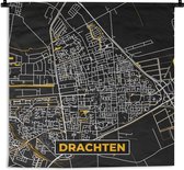 Wandkleed - Wanddoek - Plattegrond - Drachten - Goud - Zwart - 180x180 cm - Wandtapijt - Stadskaart