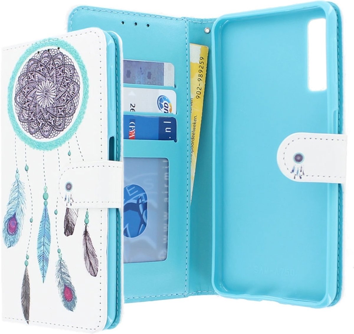 Ntech Dromenvanger Design Boek hoesje met pasjesruimte -Hoesje Geschikt voor Huawei P30