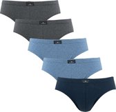 Gotzburg 5-pack heren slips blw/grijs - 740921 - S - Blauw