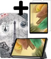 Samsung Galaxy Tab A7 Lite 2021 Hoes Case Hoesje + Screenprotector - Eiffeltoren