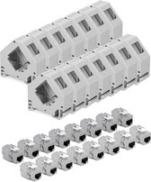 kwmobile 16 keystone adapters voor CAT6A kabels - Set van 16 keystone-modules RJ45 inclusief DIN-rail houders - Met afgeschermde metalen behuizing