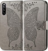 Sony Xperia 10 III Hoesje - Mobigear - Butterfly Serie - Kunstlederen Bookcase - Grijs - Hoesje Geschikt Voor Sony Xperia 10 III