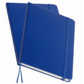 Pakket van 4x stuks schoolschriften/notitieboeken A5 gelinieerd harde kaft - blauw - Met sluitband en bladwijzer