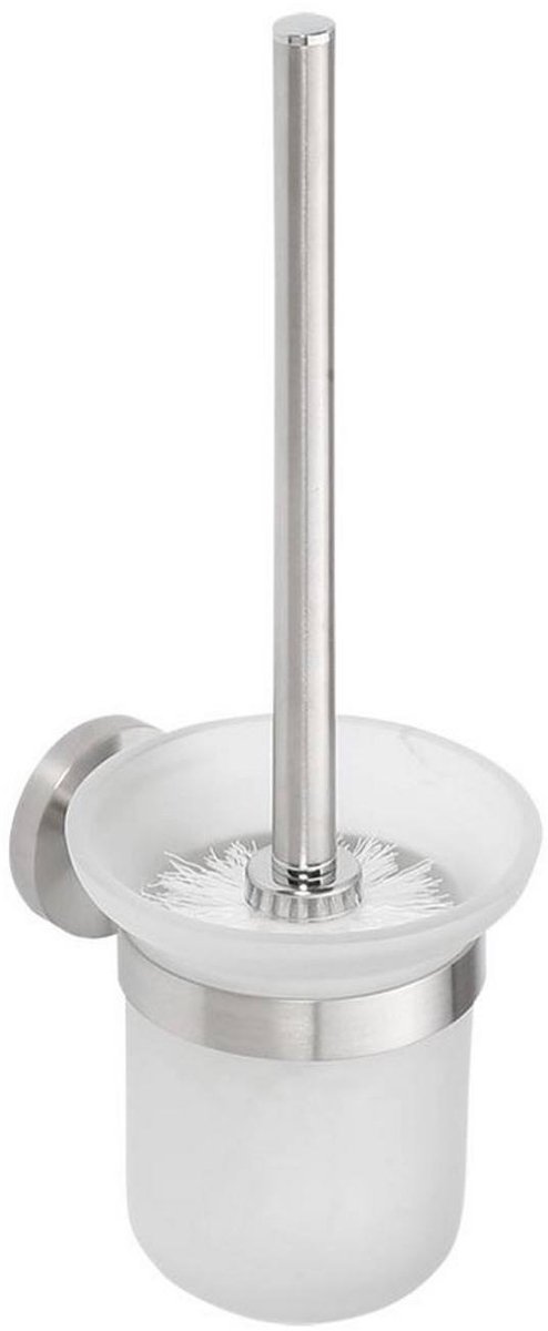 Toiletborstelhouder Sapho X-Steel Hangend 11.5x32.5 cm Geborsteld RVS / Melkglas