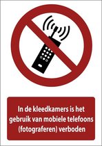 Mobiel fotograferen in kleedkamer verboden tekststicker 210 x 148 mm (A5)