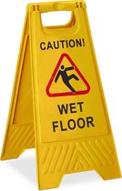 relaxdays waarschuwingsbord „Caution Wet Floor“ - klapbaar - gladde vloer bord - geel