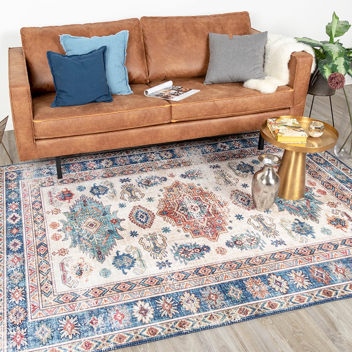 Fraai Vintage vloerkleed - Azara Yasmin Lichtblauw - 200x290cm