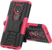 Motorola Moto G7 Plus Hoesje - Mobigear - Tire Serie - Hard Kunststof Backcover - Zwart / Roze - Hoesje Geschikt Voor Motorola Moto G7 Plus