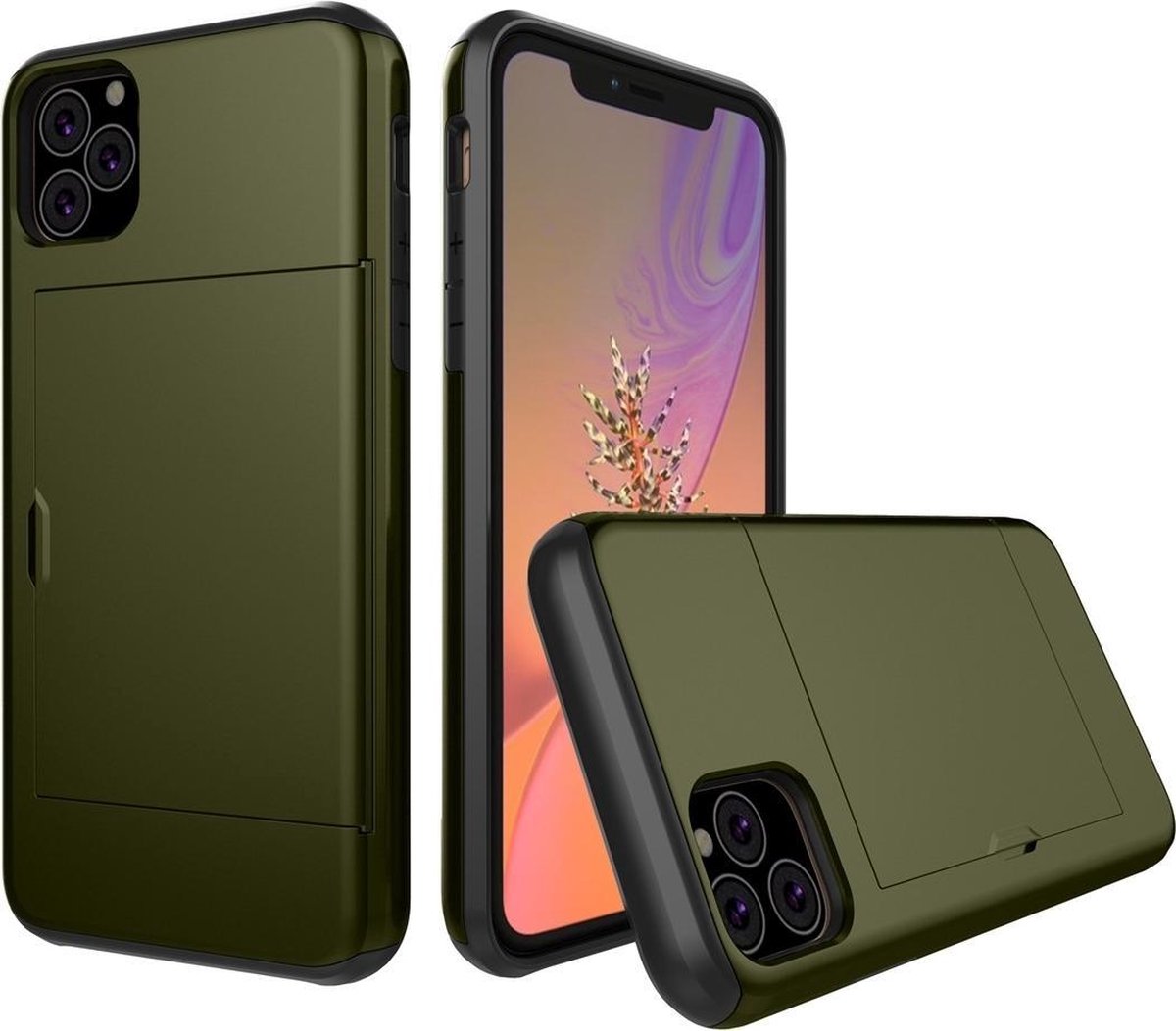 Mobigear Hoesje geschikt voor Apple iPhone 11 Pro Telefoonhoesje met Kaarthouder Hardcase | Mobigear Card Backcover Shockproof met Pasjeshouder | Kaarthouder voor 2 Pasjes | Hoesje voor Pinpas / OV Kaart / Rijbewijs | Schokbestendig iPhone 11 Pro