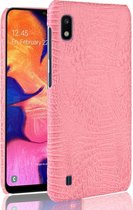 Samsung Galaxy A10 Hoesje - Mobigear - Croco Serie - Hard Kunststof Backcover - Roze - Hoesje Geschikt Voor Samsung Galaxy A10