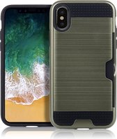 Apple iPhone XS Max Hoesje - Mobigear - Brushed Card Serie - Hard Kunststof Backcover - army Green - Hoesje Geschikt Voor Apple iPhone XS Max