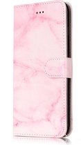 Apple iPhone 8 Plus Hoesje - Mobigear - Marble Serie - Kunstlederen Bookcase - Roze - Hoesje Geschikt Voor Apple iPhone 8 Plus