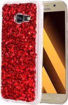 Samsung Galaxy A3 (2017) Hoesje - Mobigear - Glitter Serie - Hard Kunststof Backcover - Rood - Hoesje Geschikt Voor Samsung Galaxy A3 (2017)