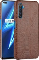 Realme X50 Pro Hoesje - Mobigear - Croco Serie - Hard Kunststof Backcover - Bruin - Hoesje Geschikt Voor Realme X50 Pro