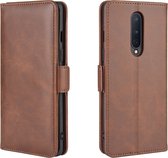 OnePlus 8 Hoesje - Mobigear - Slim Magnet Serie - Kunstlederen Bookcase - Bruin - Hoesje Geschikt Voor OnePlus 8