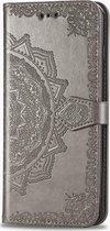 Sony Xperia 1 II Hoesje - Mobigear - Mandala Serie - Kunstlederen Bookcase - Grijs - Hoesje Geschikt Voor Sony Xperia 1 II