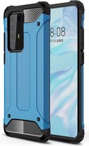 Mobigear Hoesje geschikt voor Huawei P40 Pro Telefoonhoesje Hardcase | Mobigear Outdoor Backcover Shockproof | Schokbestendig P40 Pro Telefoonhoesje | Anti Shock Proof - Blauw