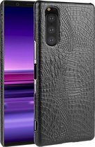 Sony Xperia 5 Hoesje - Mobigear - Croco Serie - Hard Kunststof Backcover - Zwart - Hoesje Geschikt Voor Sony Xperia 5