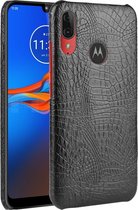 Motorola Moto E6 Plus Hoesje - Mobigear - Croco Serie - Kunstlederen Backcover - Zwart - Hoesje Geschikt Voor Motorola Moto E6 Plus