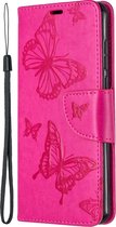 Huawei P40 Hoesje - Mobigear - Butterfly Serie - Kunstlederen Bookcase - Magenta - Hoesje Geschikt Voor Huawei P40