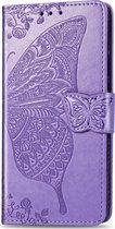 Samsung Galaxy S10 Lite Hoesje - Mobigear - Butterfly Serie - Kunstlederen Bookcase - Paars - Hoesje Geschikt Voor Samsung Galaxy S10 Lite