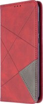 Huawei P40 Lite E Hoesje - Mobigear - Rhombus Slim Serie - Kunstlederen Bookcase - Rood - Hoesje Geschikt Voor Huawei P40 Lite E