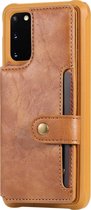 Samsung Galaxy S20 Hoesje - Mobigear - Cards Wallet Serie - Kunstlederen Backcover - Cognac - Hoesje Geschikt Voor Samsung Galaxy S20
